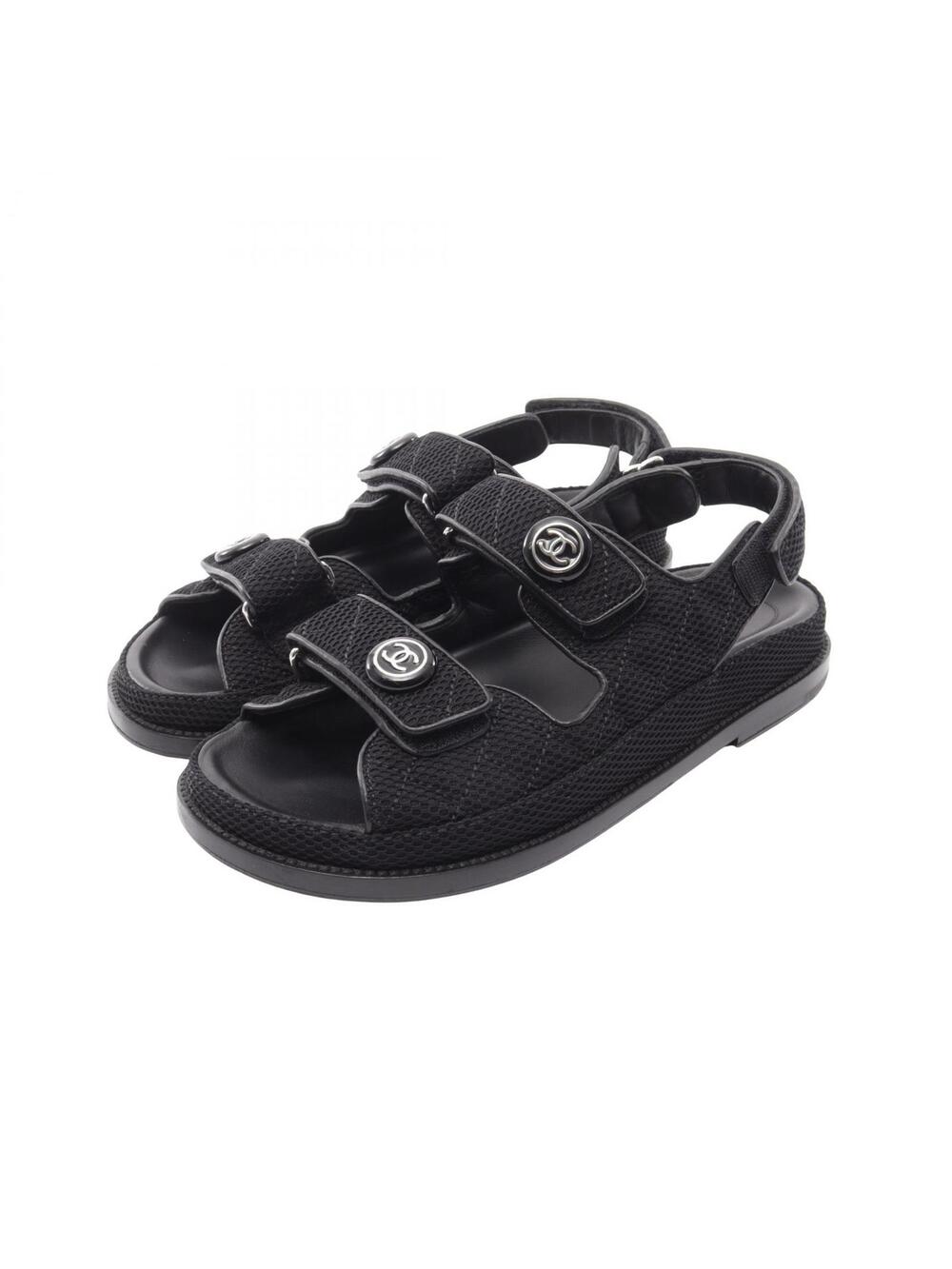 Chanel Coco Mark Button Sandals Flat #372288C15B